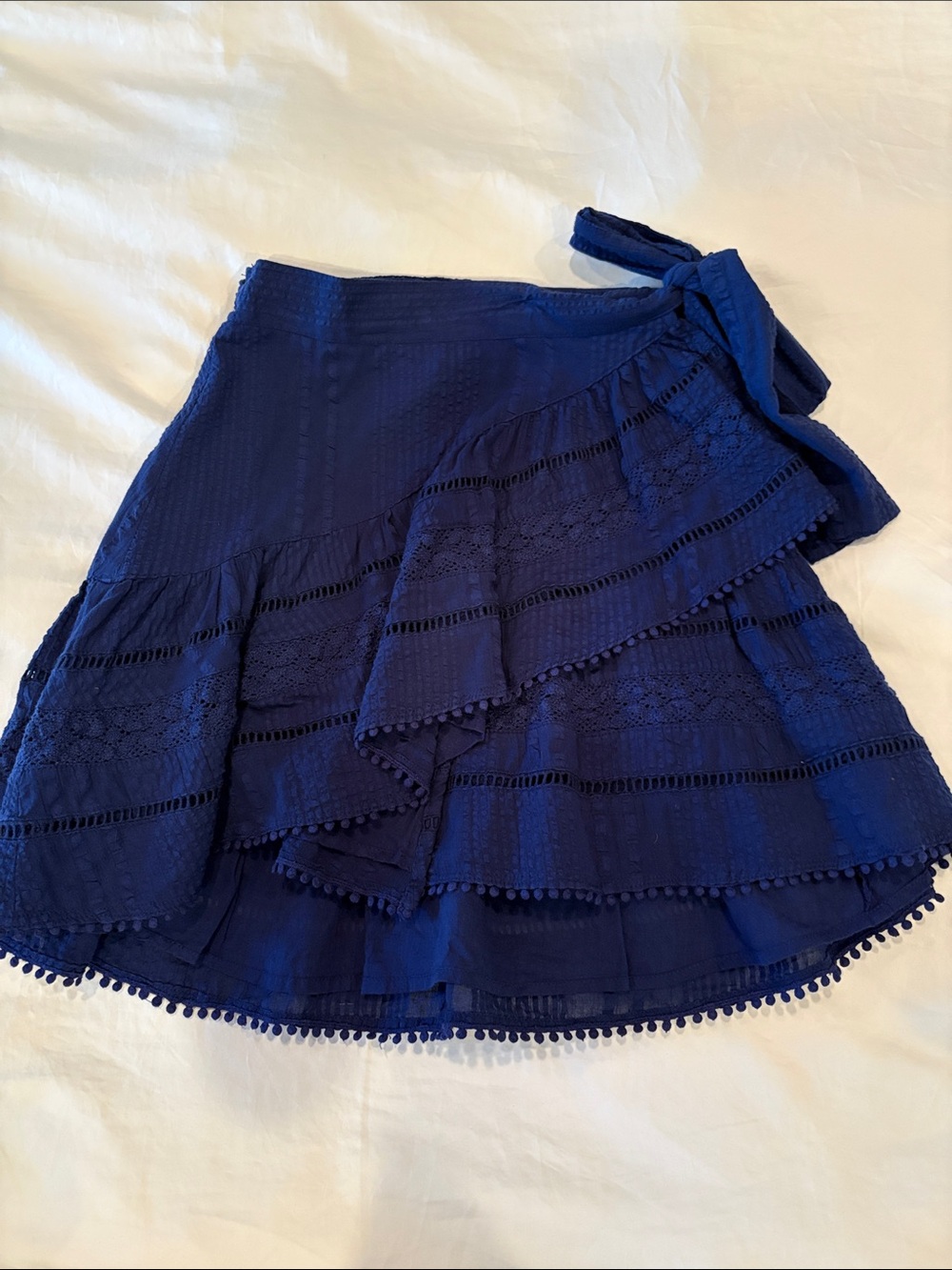 Roller Rabbit Navy Blue Lace-Trim Tiered Skirt
